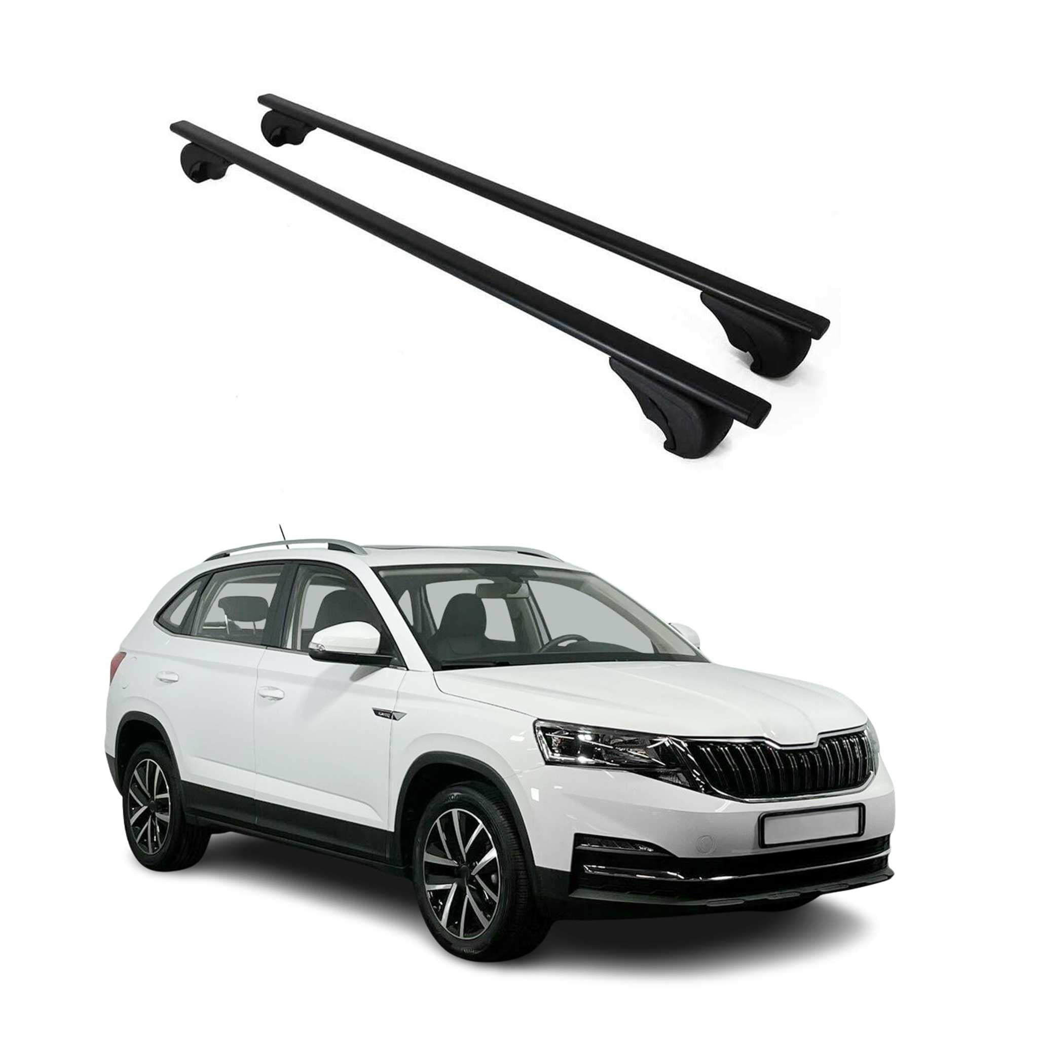 OMAC Dachträger Querträger für Skoda Kamiq 2019-2026 – Abschließbar – Max. 75 kg – 2 Stangen Stahl Schwarz