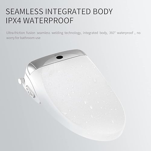 Miniatura 4 de Asiento de inodoro inteligente con control remoto inalámbrico y panel lateral, múltiples modos de pulverización, asiento con calefacción ajustable,