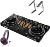 Pioneer DJ DDJ-REV1 Headphone Stand Set, Black Pink, Compatible with Serato DJ, Scratch Style, 2ch DJ Controller, Pioneer