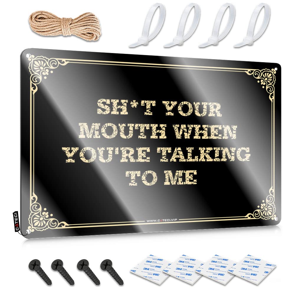 Fzfn Colour Retro Wall Decor Music Wall Art - Sh*T Your Mouth When You're Talking To Me Fun Aesthetic Retro Style Decoration For Road(20X30cm)