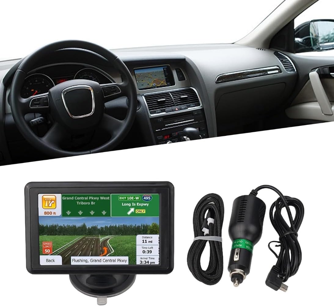 Navigatore GPS da 5 pollici doppio sistema di navigazione touch screen, navigatore satellitare per auto, con informazioni sul traffico, prova di avviso di autovelox, aggiornamento mappa Europa incluso
