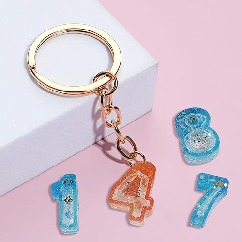 Miniatura 7 de Moldes de resina con números del 0 al 9 para puerta creativa, coctelera de resina epoxi UV, etiquetas de arena movediza para arte de resina,