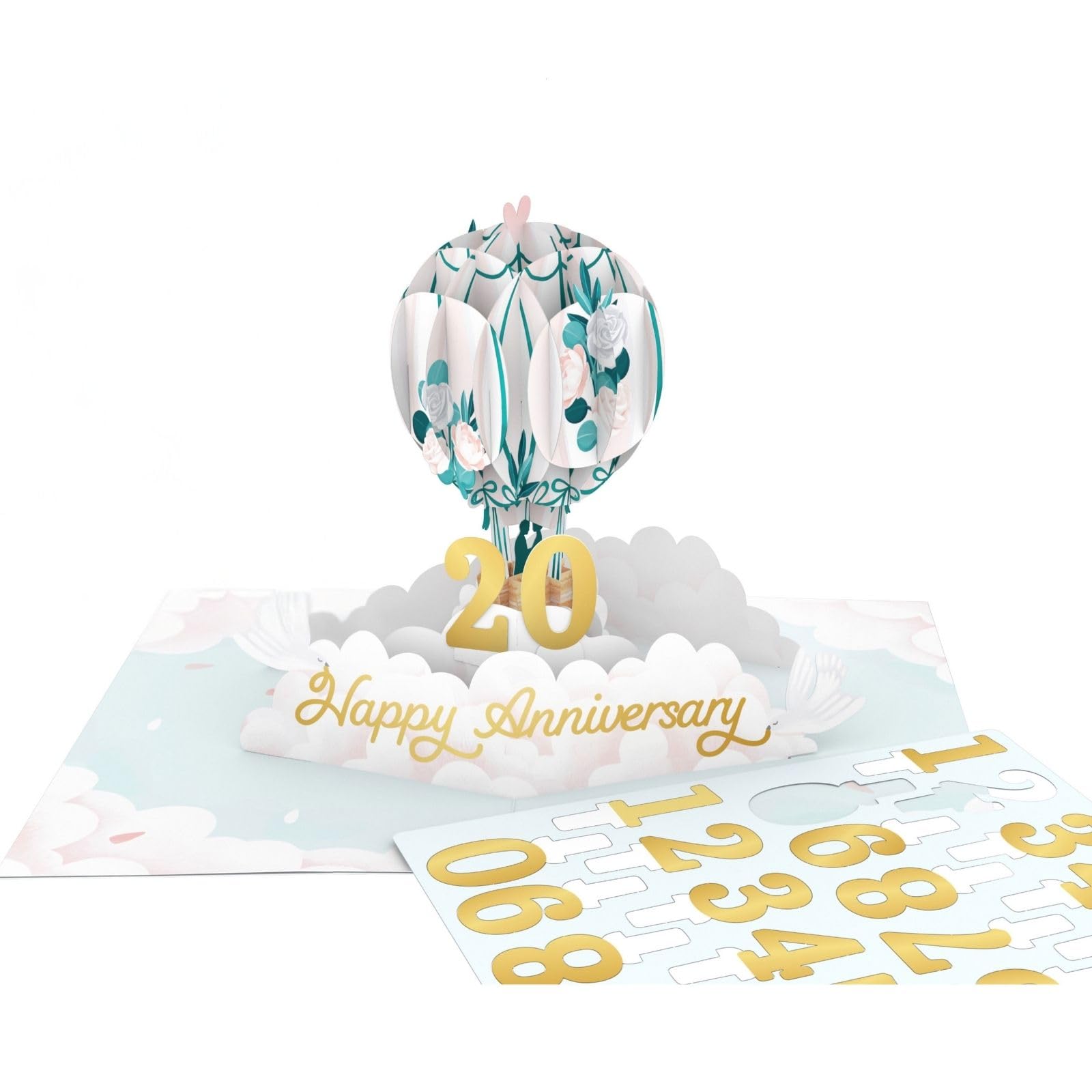 Origamo Pop-Up Anniversary Card & Numbers To Insert Handmade Fold-Out 3D Cards - Pop-Up Cards Heartfelt, Unique, Stunning Design, Personalised, Eco-Friendly, Keepsake