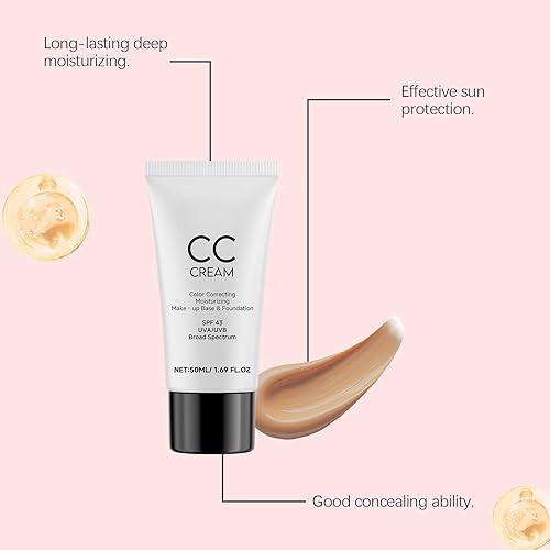 Cc Cream for Older Women, Self Adjusting for Mature Skin, Anti-Aging Sunscreen Foundatio with Moisturizer, Cc Cream for Even Complexion, Conceals, Moisture & Anti Aging