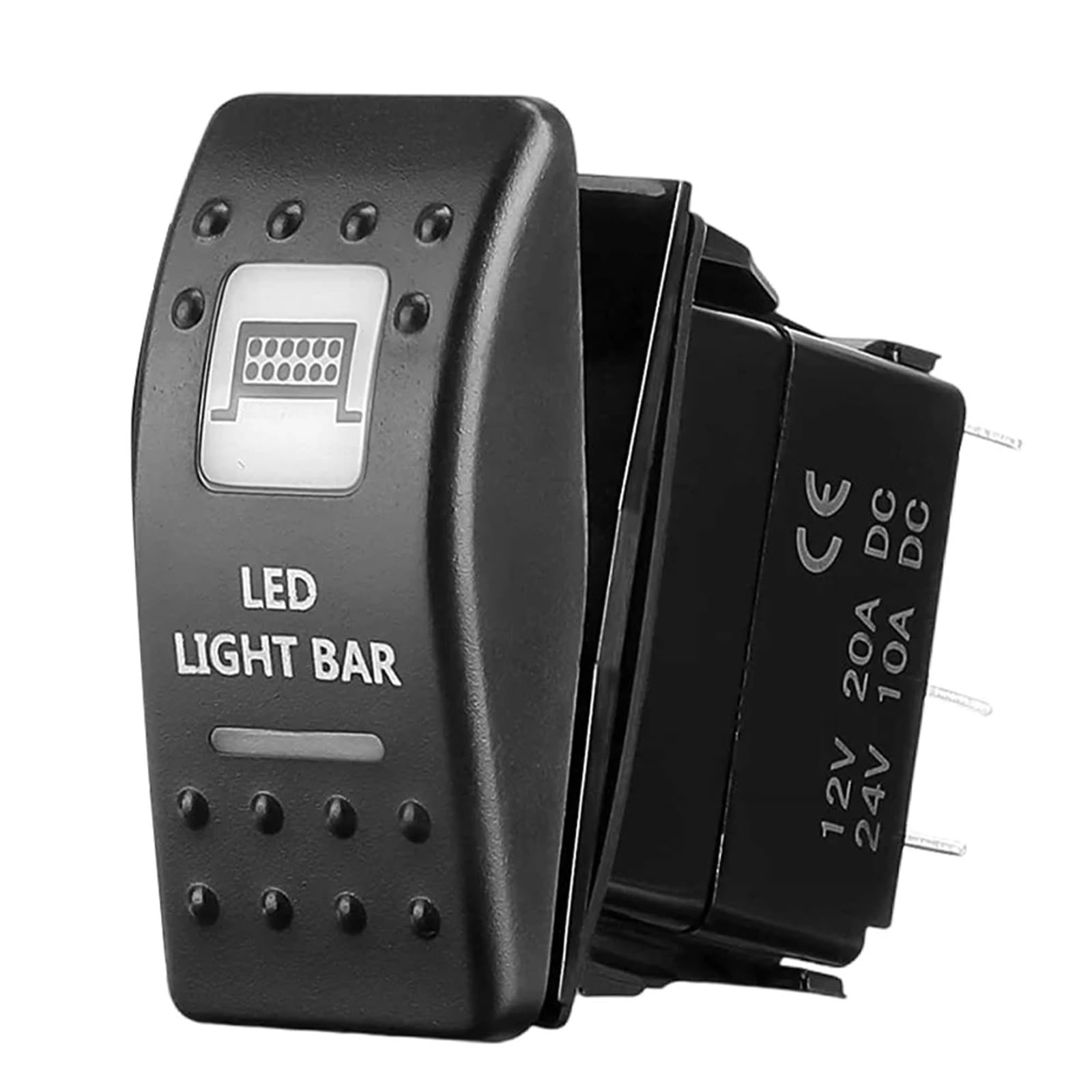 Przełącznik kołyskowy 12V 24V morski Wodoodporny 5-stykowy przełącznik WŁ.-WYŁ. Przyciski lampy LED do samochodów ciężarowych ATV UTV RV Motoryzacja łodzi(LED Light Bar)
