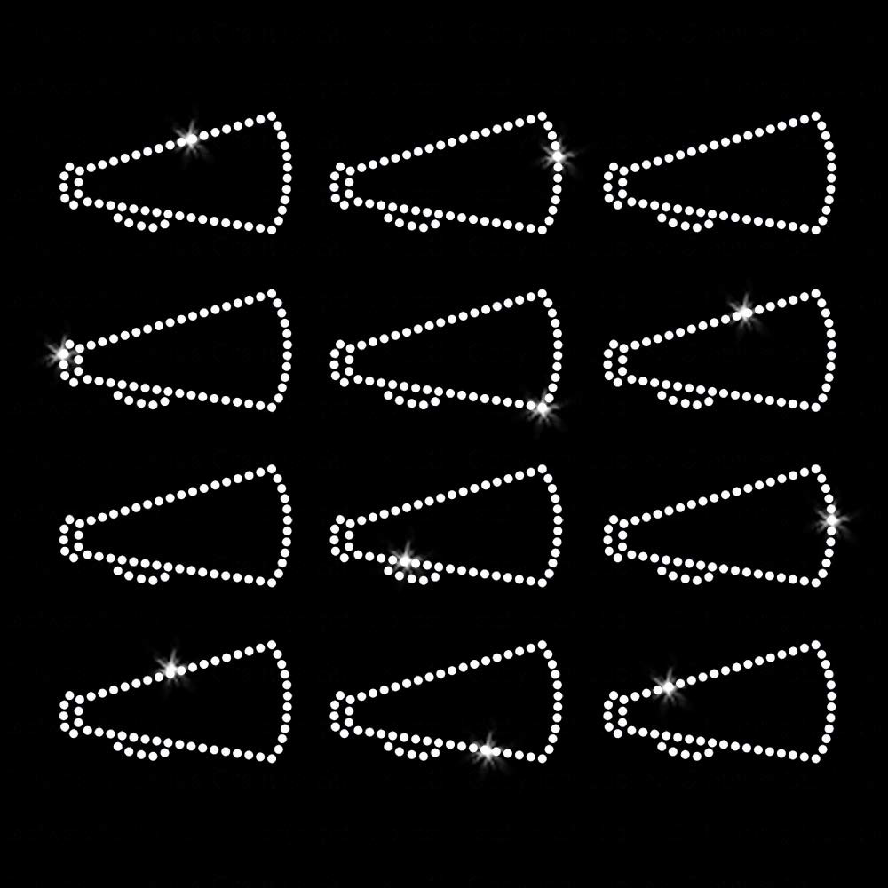 Set of 12 Megaphone Cheer Pom Squad Sparkly Iron-on Rhinestone Bling Crystal T-Shirt Transfers by JCS Rhinestones