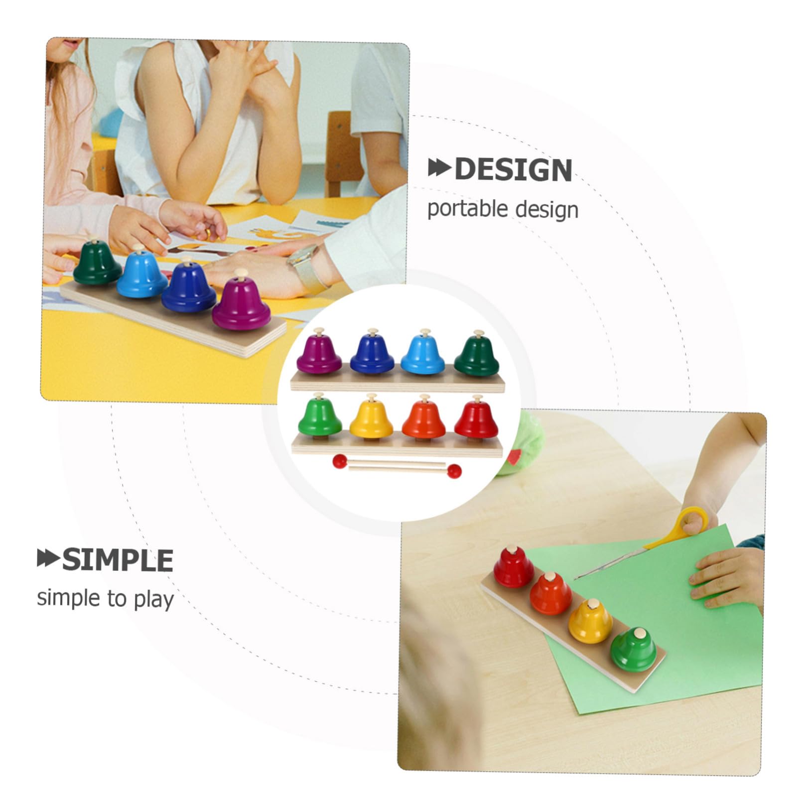 Juguetes Musicales de Madera y Cobre Juego de 2 Instrumentos de Percusión Promueven la Coordinación Mano-Ojo para Niños Pequeños en Juegos Sensoriales