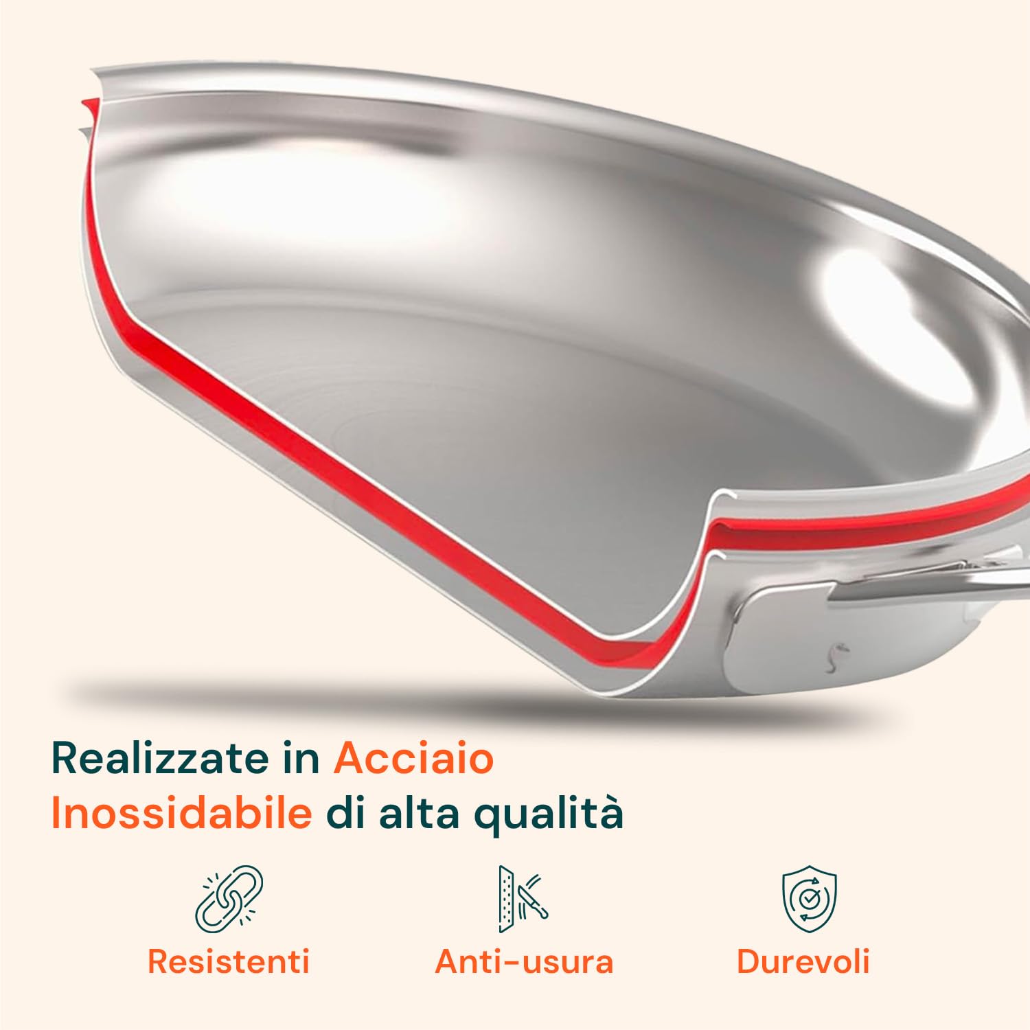 Avilia Batteria di 9 Pentole in Acciaio Inox - Set di Pentole con Casseruole e Coperchi in Vari Diametri, Adatti per Tutti i Piani Cottura