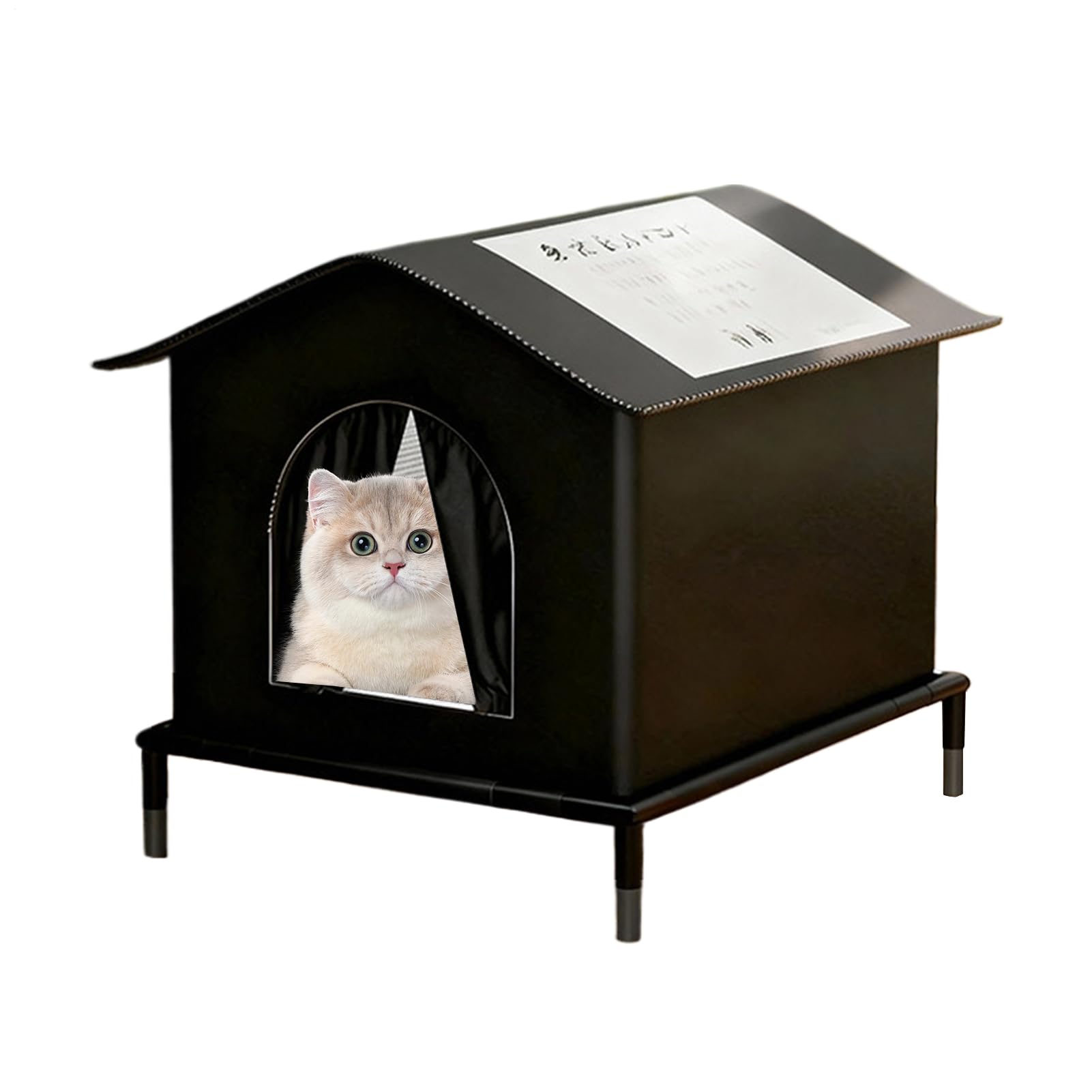 Maison pour chat imperméable et isolée avec coussin amovible pour jardin et extérieur