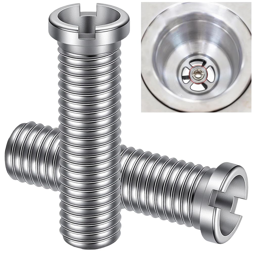 CREATCABIN 2 Pcs Hollow Screw 45mm Strainer Basket Valve Screws Stainless Steel Kitchen Sink Strainer Bolt Threaded Screws for Drain Fittings Kitchen Sinks Bathroom Wash Basin Plug Replacement Parts