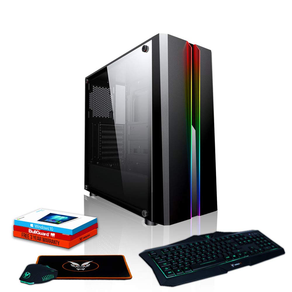 Fierce RGB Gaming PC Bundle Intel Core i7 9700 GTX 1050 Ti 4GB,  16GB 3000MHz, 500GB Solid State Drive, Windows 10 Installed, Keyboard