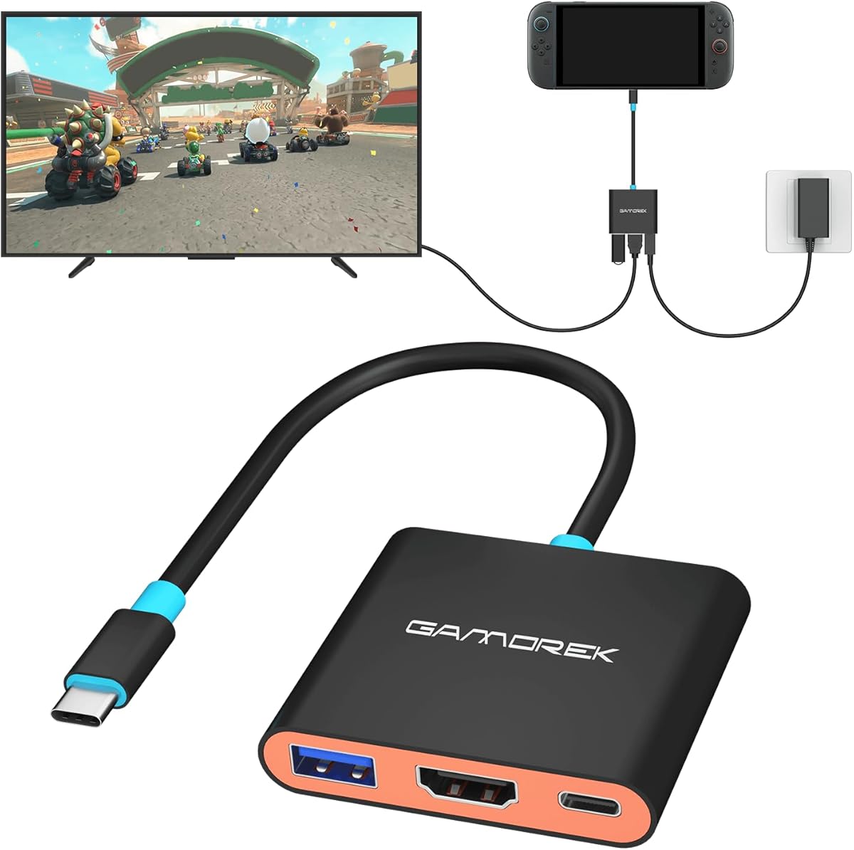 Switch 2 Dock, Portable for Switch 2 Dock, Support 8K@60Hz, 4K@60Hz HDR,UBS-A, 100W PD Fast Charging for Switch 2/ Switch/Switch OLED