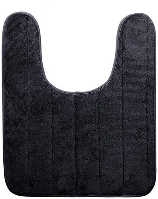 BIKHYY Memory Foam Bathroom Mats Non Slip Toilet Pedestal Mats with Water Absorbent for Bathroom Memory Foam Bath Mat 50 x 60 CM (U-Black)