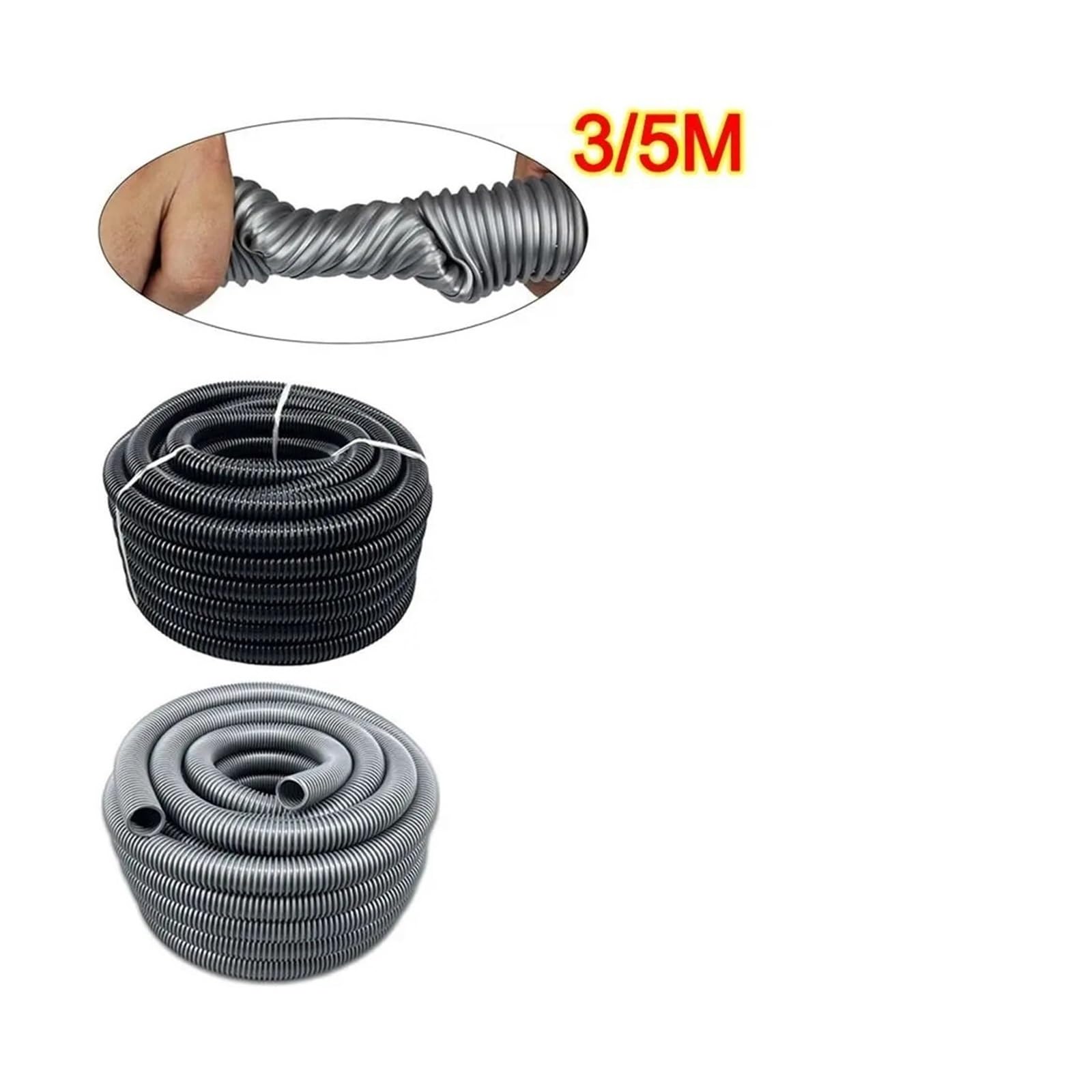 Manguera de aspiradora Flexible Universal, manguera extendida de 3m/5m, diámetro interior de 32mm, manguera corrugada de EVA roscada(Grey-5m)