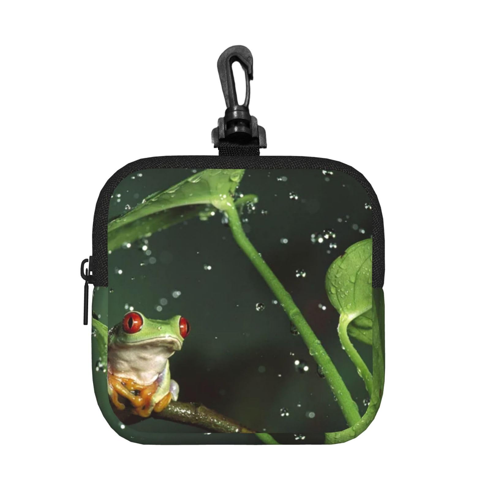 Ercgad Unisex Black Peace Tree Frog Print Square Storage Bag Travel Toiletry Cosmetic Organizer Pouch Lightweight Reusable