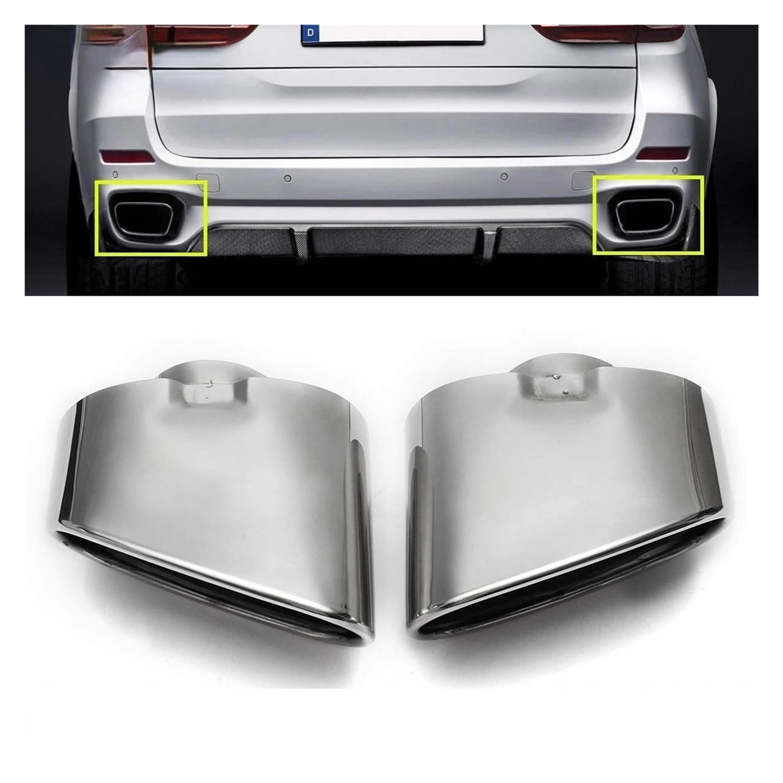 Tubo Scarico Auto Per BMW Per X5 E70 2000 2001 2002 2003 2004 2005 2006 2007-2016 2 Pezzi Terminale Di Scarico Doppio In Acciaio Inossidabile Cromato