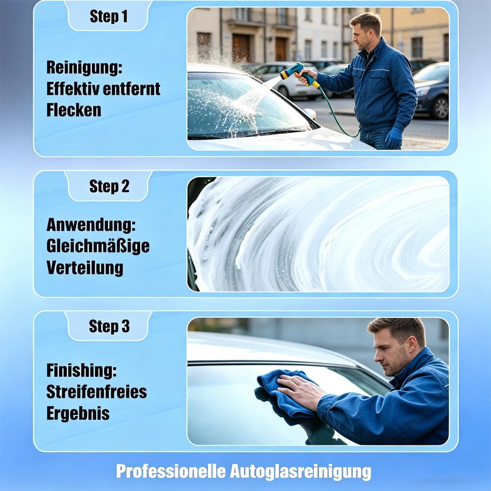 Auto Glasreiniger & Glass Emulsion Cleaner, Glass Oil Film Cleaner, Effektiver Scheibenreiniger Auto für Windschutzscheiben, Beseitigt Ölfilme & Schmutz, Verbessert Sicht und Fahrsicherheit (5PC)
