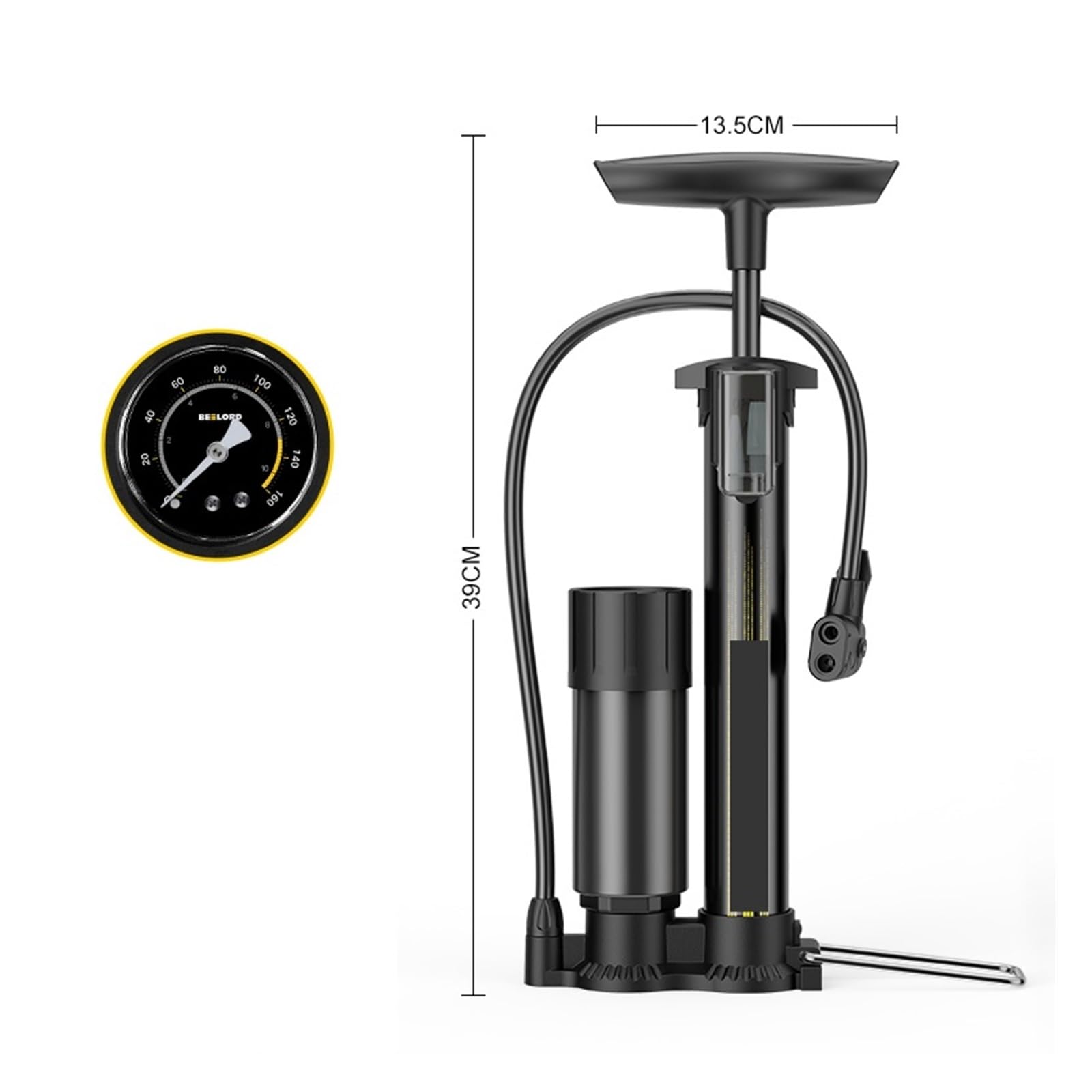 Pompka rowerowa klasy profesjonalnej z manometrem - igła do pompowania kulkowego 160 PSI