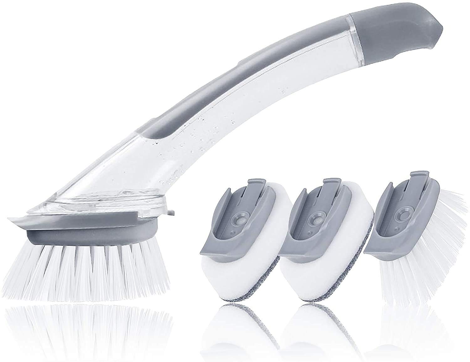 JOOEE1 Dish Wand with 3 Replaceable Dishwand Refills Sponge Brush Heads, Scrubbing Sponges, Perfect for Kitchen, Sink Cleaning and Dishwashing Safe