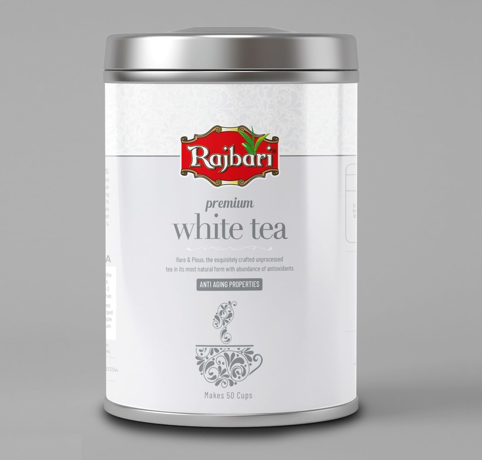 Premium White Tea (50g/50Cups) | 100% Natural Handpicked Rare Tea | Anti-Aging White Tea Tin (50 g).