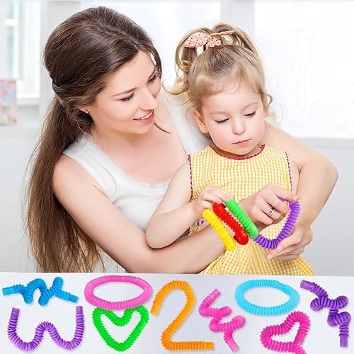 Miniatura 5 de Paquete de 72 tubos para reventar, juguetes sensoriales para ansiedad, recuerdos de fiesta para niños de 4 a 8 a 12 años, juguetes para aliviar la