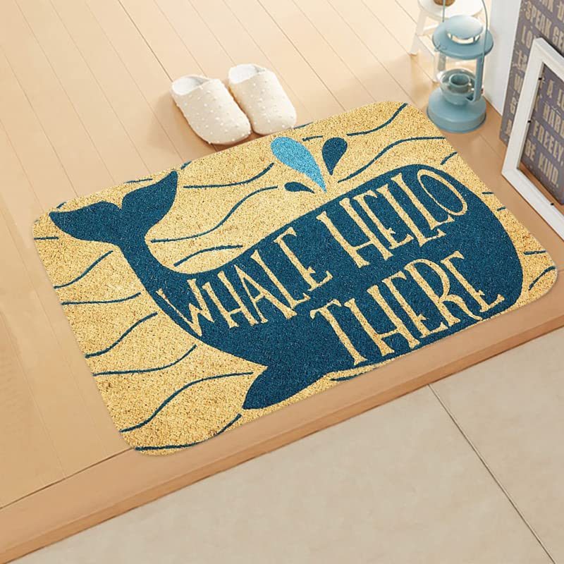 Ensound Whale Hello There Funny Welcome Mat Non-Slip and Washable Doormat Novelty Decoration Door Rugs for Indoor Outdoor Bathroom 24X16 Inch