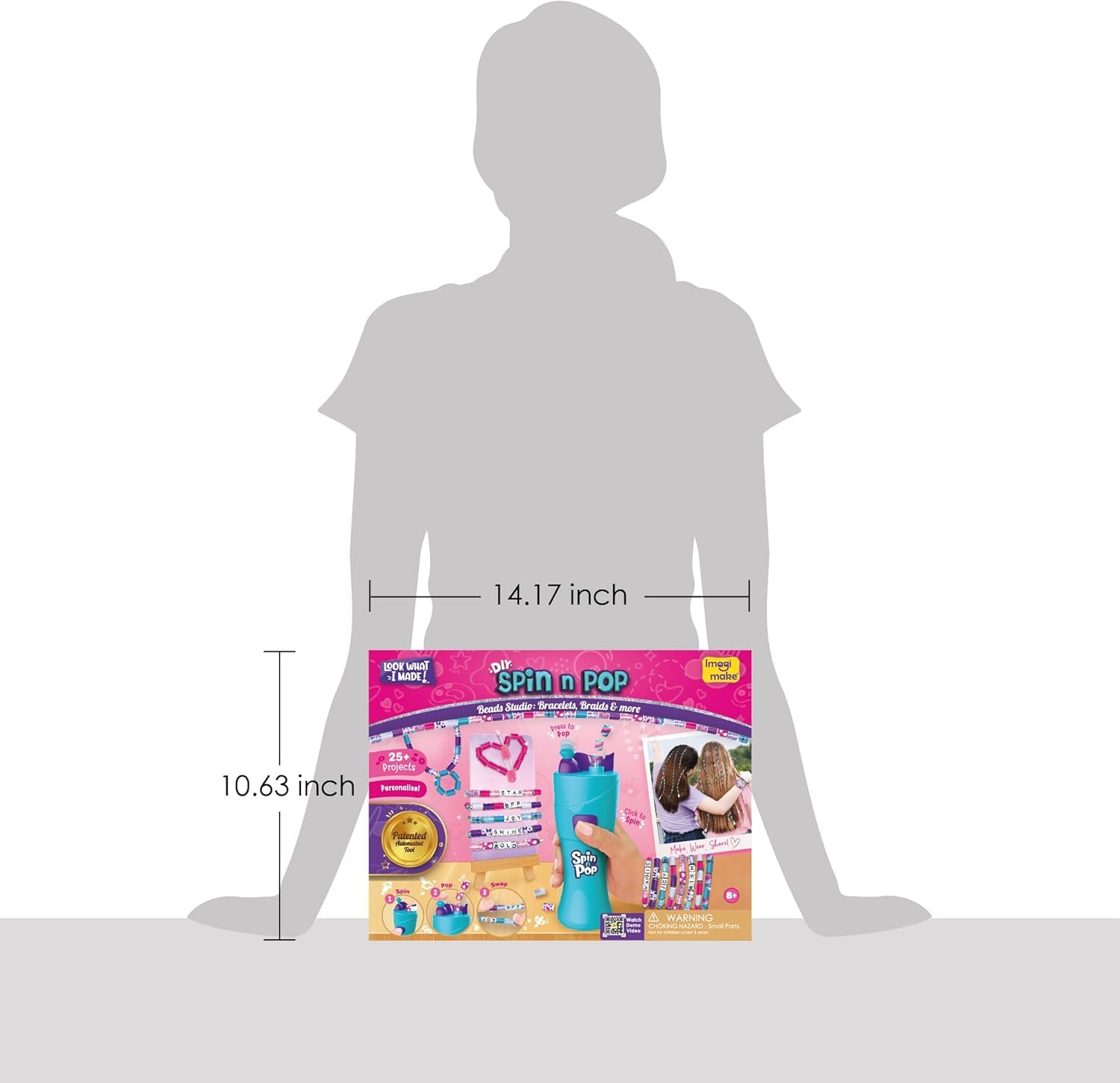 Imagimake Spin n Pop : Bracelets tressés et plus encore | Créateur de bracelets électriques brevetés | Kits de bricolage pour filles de 8 à 13 ans | Créez plus de 25 accessoires pour filles de 10 à 12