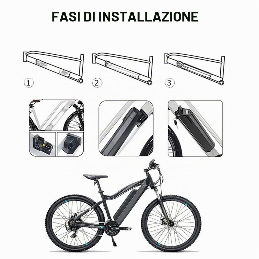 Batteria per bici elettrica Reention Dorado da 48 V 17,5 Ah più versione aggiornata da 25 Ah Adatta per bici elettriche DeHawk NCM Moscow Plus Milano Batteria di ricambio (48V13Ah PLUS)