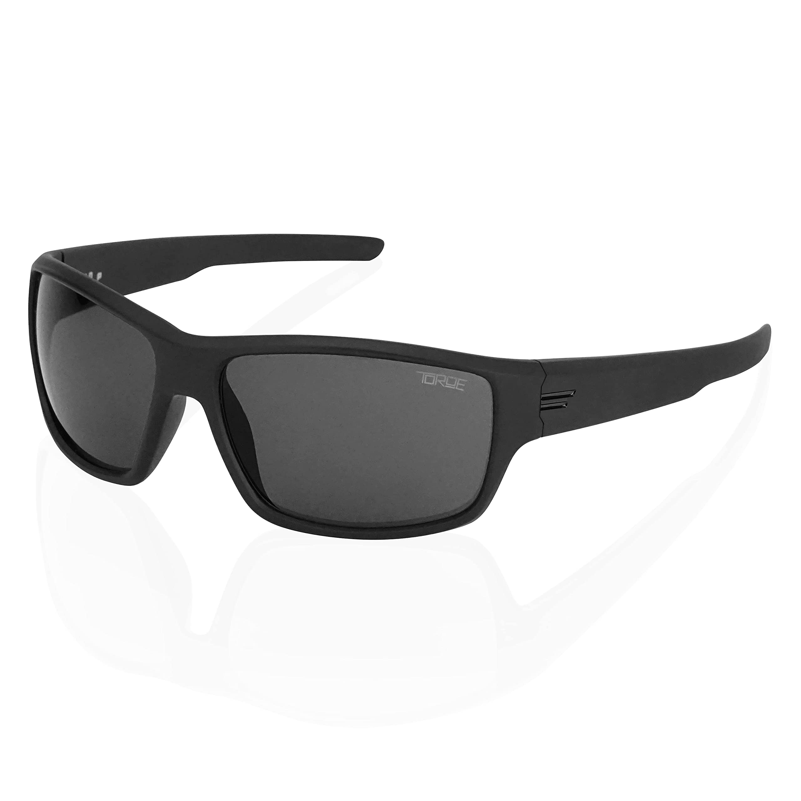 TOROE Performance Eyewear FIELD wszystkie czarne sportowe spolaryzowane okulary przeciwsłoneczne z hydrofobową powłoką poliwęglanowe soczewki AR