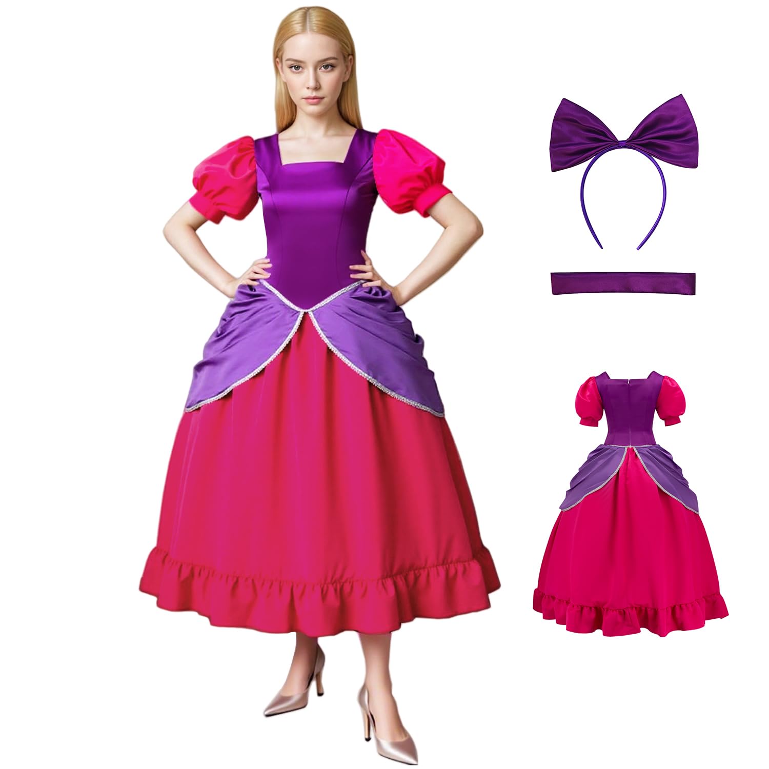 AYYOHON Lady Tremaine Costume Drizella Anastasia Cosplay Dress Stepsisters Stepmother Costume Halloween Women Princess Gown L