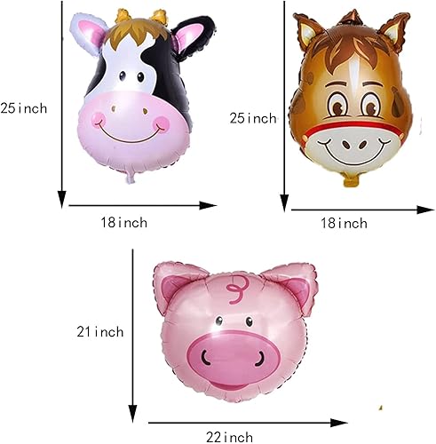 Miniatura 5 de 6 globos de papel de aluminio de animales de granja, cerdo, vaca, caballo, burro, globo de Mylar para animales de granja, temática de suministros de