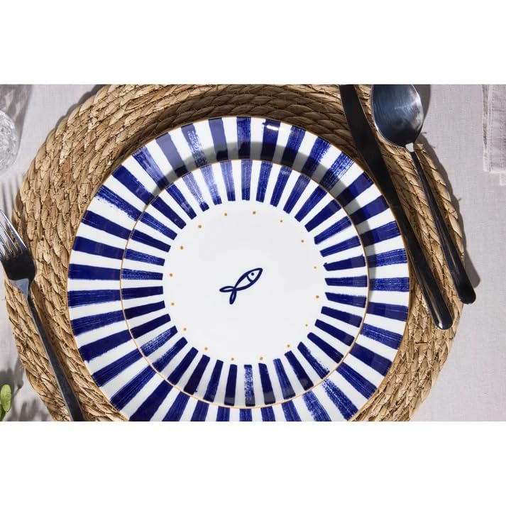 Tognana Sardinia Servizio Tavola 18 Pezzi in Porcellana per 6 Persone, Set Piatti con 6 Piani 27 cm, 6 Fondi 20 cm e 6 Dessert 19 cm, Lavastoviglie e Microonde