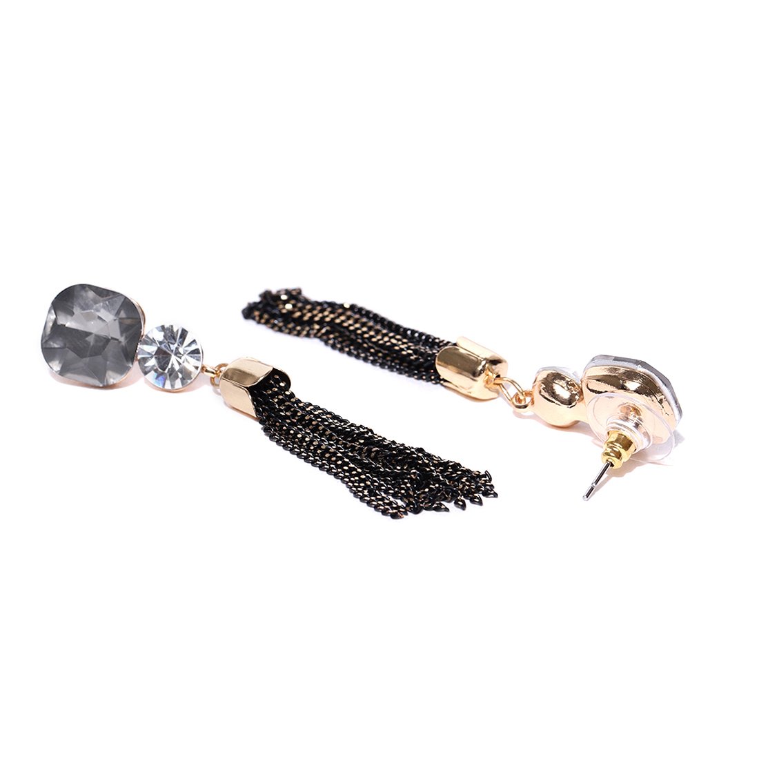 Luxuria Crystal & American Diamond Chain Drop Earrings