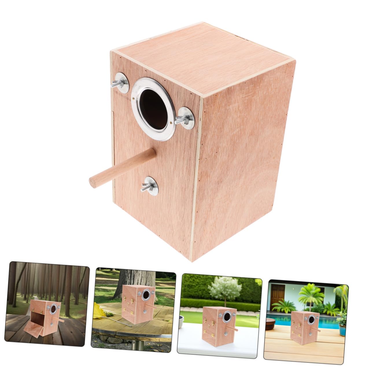 Caja de Cría de Madera para Periquitos con Ventana Abatible y Soporte Perchero Diseño Colgante Externo Que Ahorra para Cría de y Agapornis para Invierno