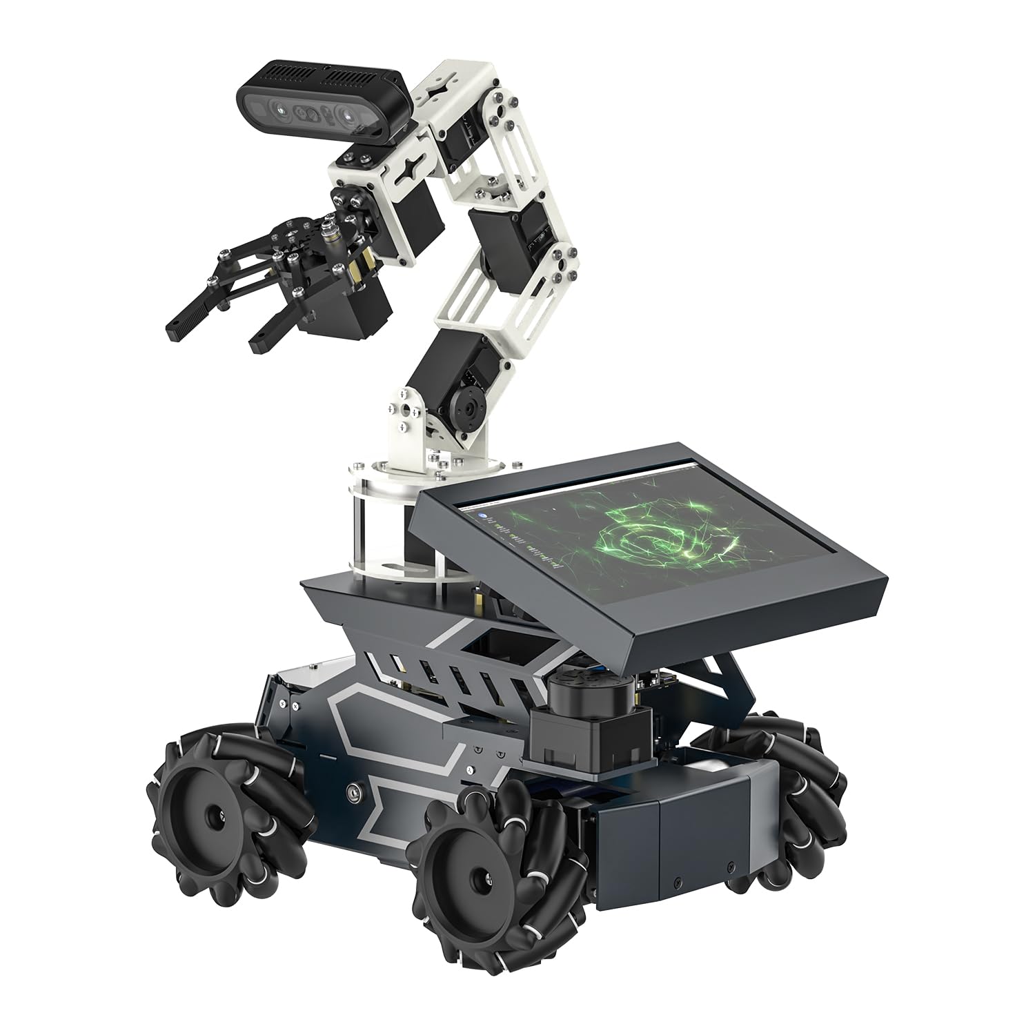 Yahboom ROS2 AI Voice-Controlled Robot Car, Equipped with Depth Camera and Robotic Arm Capable of 3D Grasping Objects,includes Touch Screen, Robotics Programming Project（with DP Ver Orin NX 16GB）