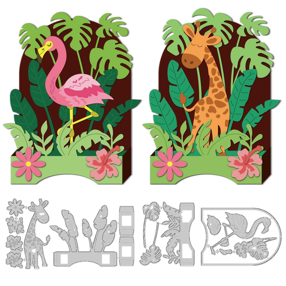 3D-Flamingo-Giraffen-Box, Stanzschablone, Kartenherstellung, Stanzschablone, Karbonstahl, Tierbox, Stanzformen, Scrapbooking, Prägeschablone für Grußkarten, Bastelalbum, Hochzeitseinladungen
