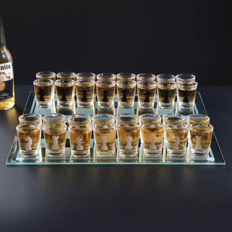 Scacchiera da gioco da tavolo Premium Shot Glass Scacchi