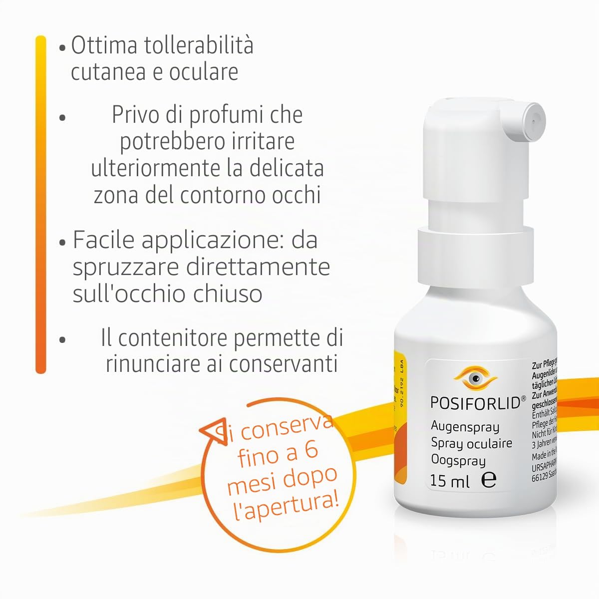 Augenspray zur Pflege gereizter Augenlider, 15 ml Soluzione