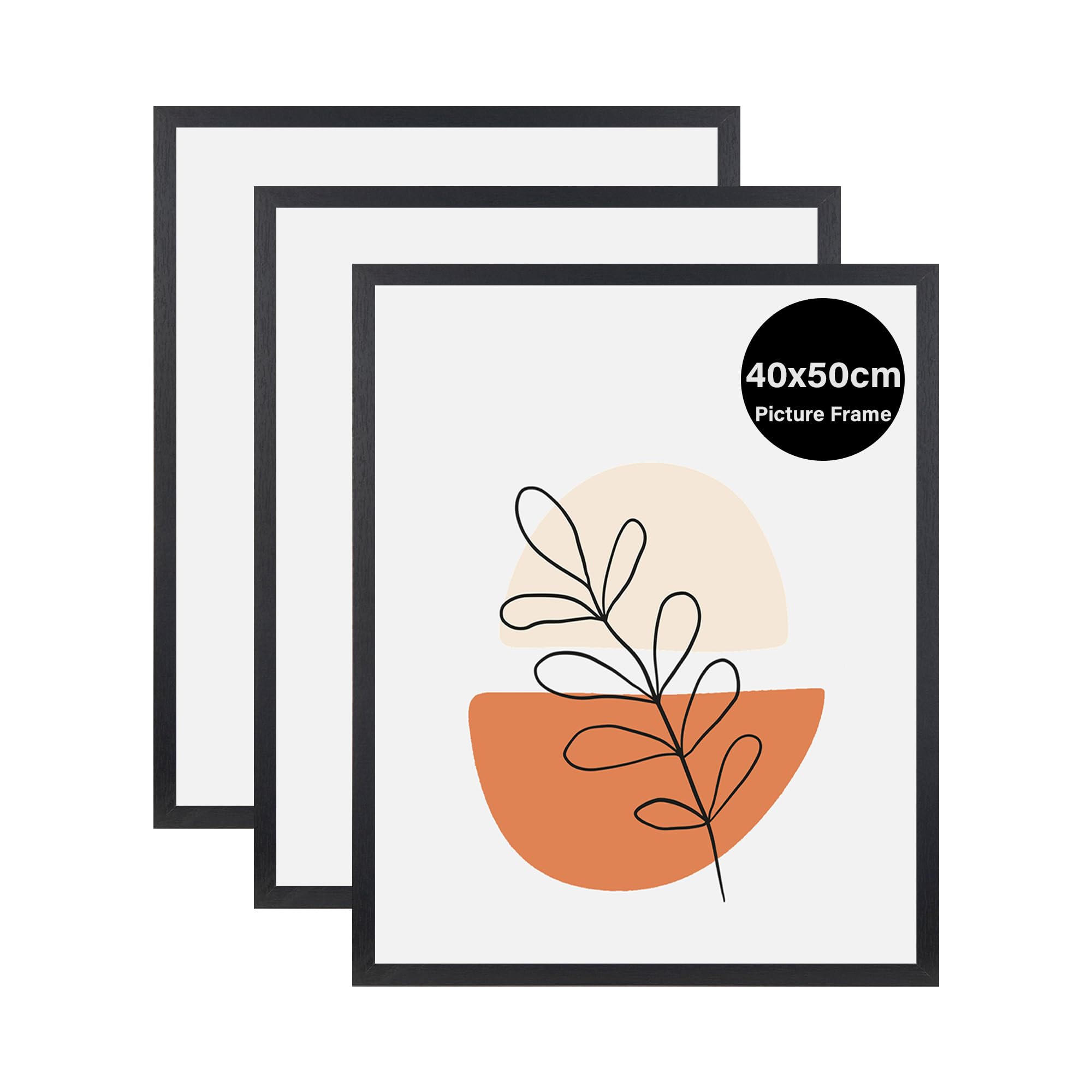KAIWIN 3 Pack Bilderrahmen 40x50 cm, Schwarz Rahmen 40x50, Holz Fotorahmen zum Aufhängen, Posterrahmen Benutzt für Fotos, Bilder, Puzzles, Poster