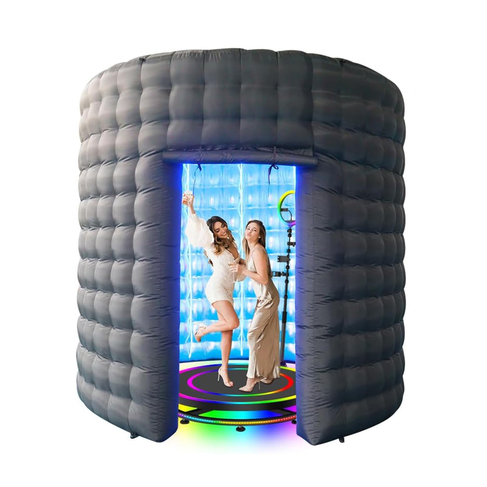 LQQYJSM 10ft Inflatable Photo Booth, LED 360 Photo Booth Enclosure With RGB LED Fill Light, Blower, Portable Photo Booth Wall Background, Record Videos/Show Parties/Wedding Photography