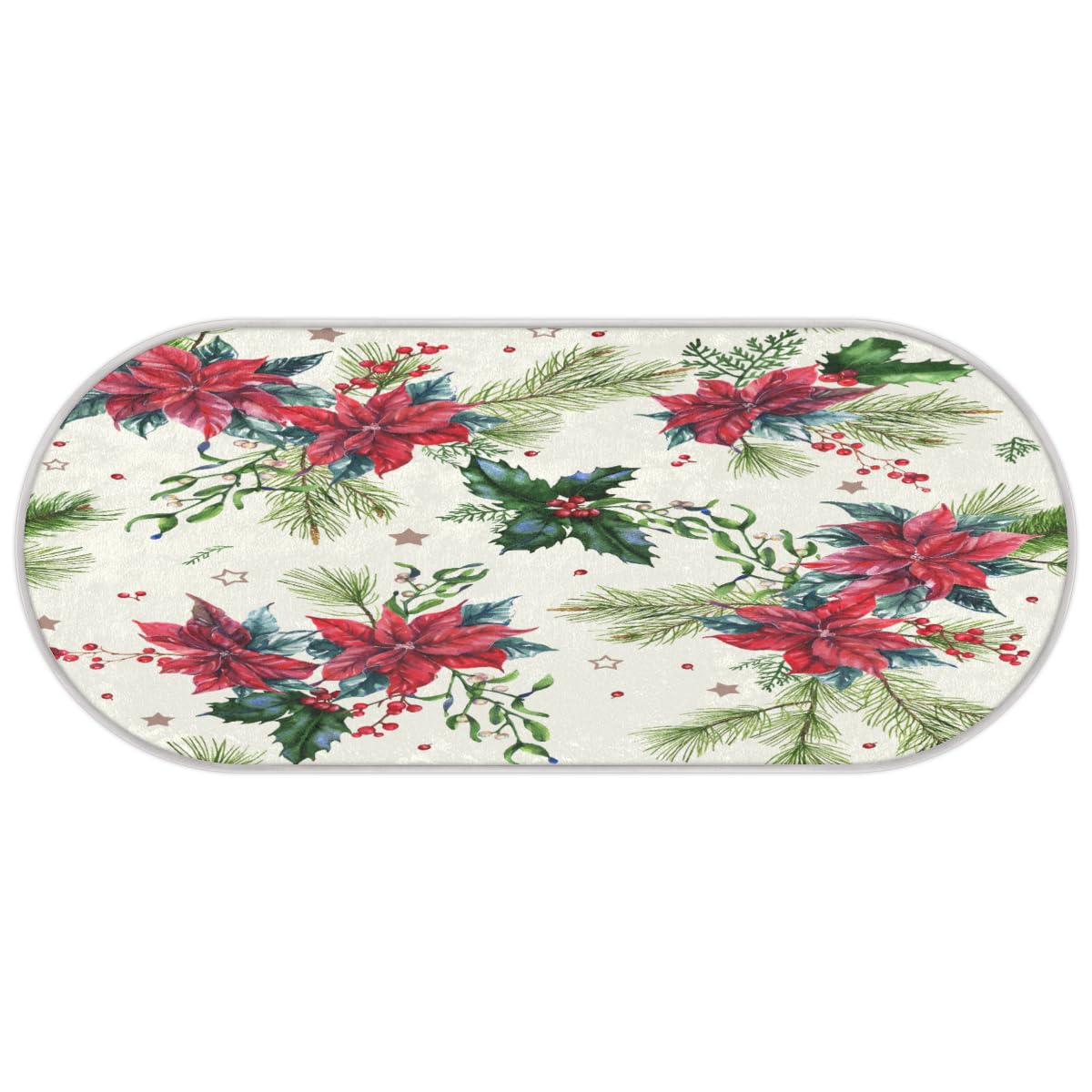 TropicalLife Kwiaty wilczomlecza Boże Narodzenie dywanik mata 50 x 120 cm, kwiaty długie włosy pogrubione dywaniki do pokoju kuchni domu łazienki wewnątrz antypoślizgowa mata podłogowa dywaniki