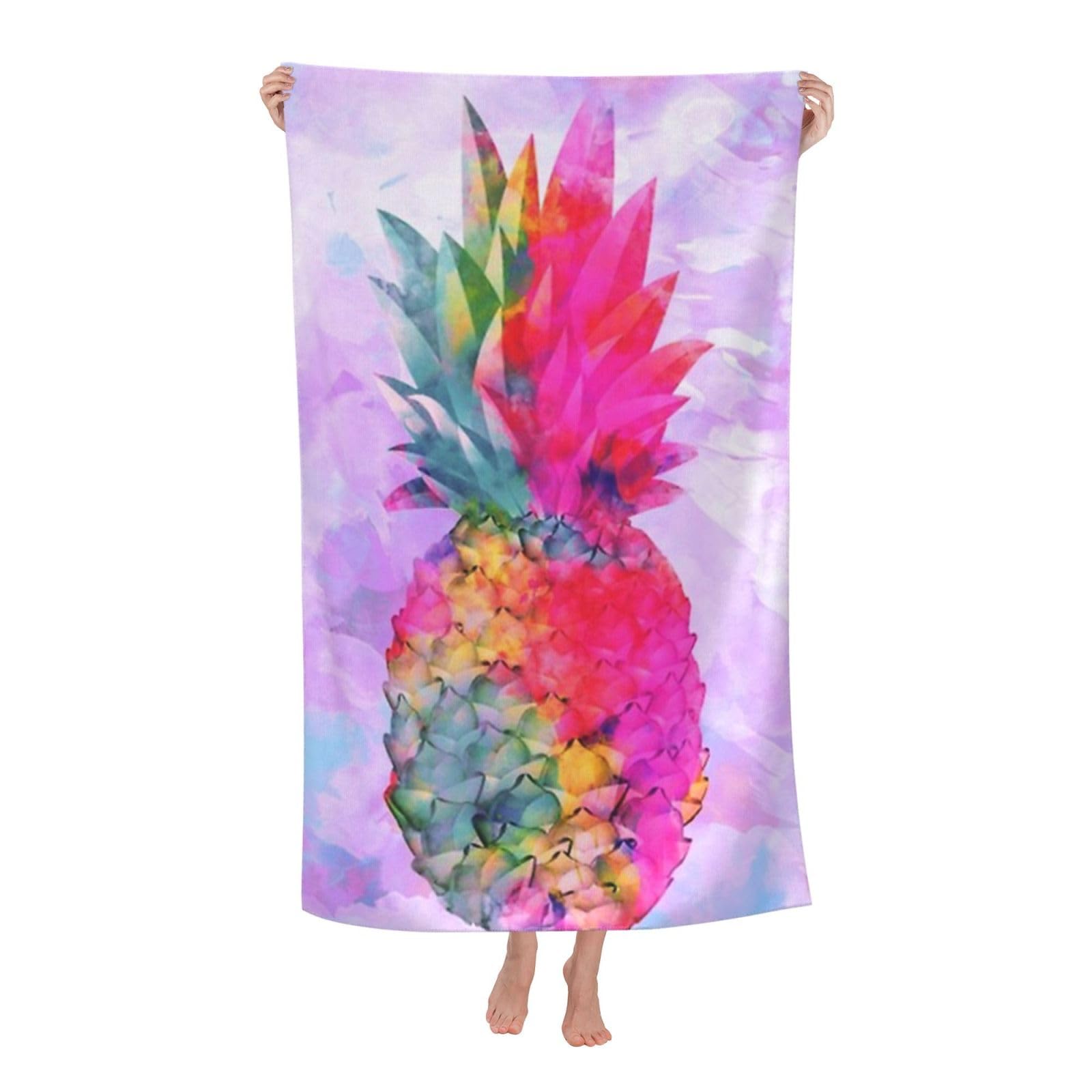 LSRCPD Beach Towel Hawaiian Tropical Neon Pine Microfiber Beach Towels Blanket Oversized Tropical Big Extra Large XL Pool Towels Quick Dry Sandproof for Women Girls Kids