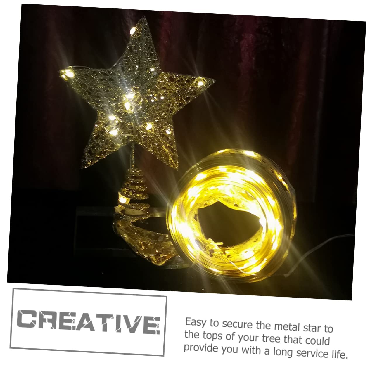 TOPBATHY 4 Pz Decorazione Natalizia Stella Albero Di Natale Dell'albero Di Natale Stella Dell'albero Puntale o Nastro Natalizio a Led Terminali o Di Stoffa