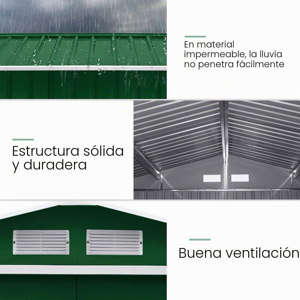 GOPLUS 4.39 m³ Cobertizo de Jardín Estanco con Puertas y Ventana, Fabricado en Metal Galvanizado,Almacenamiento para Bicicleta, Herramientas de Jardinería, 213 x 127 x 185 cm