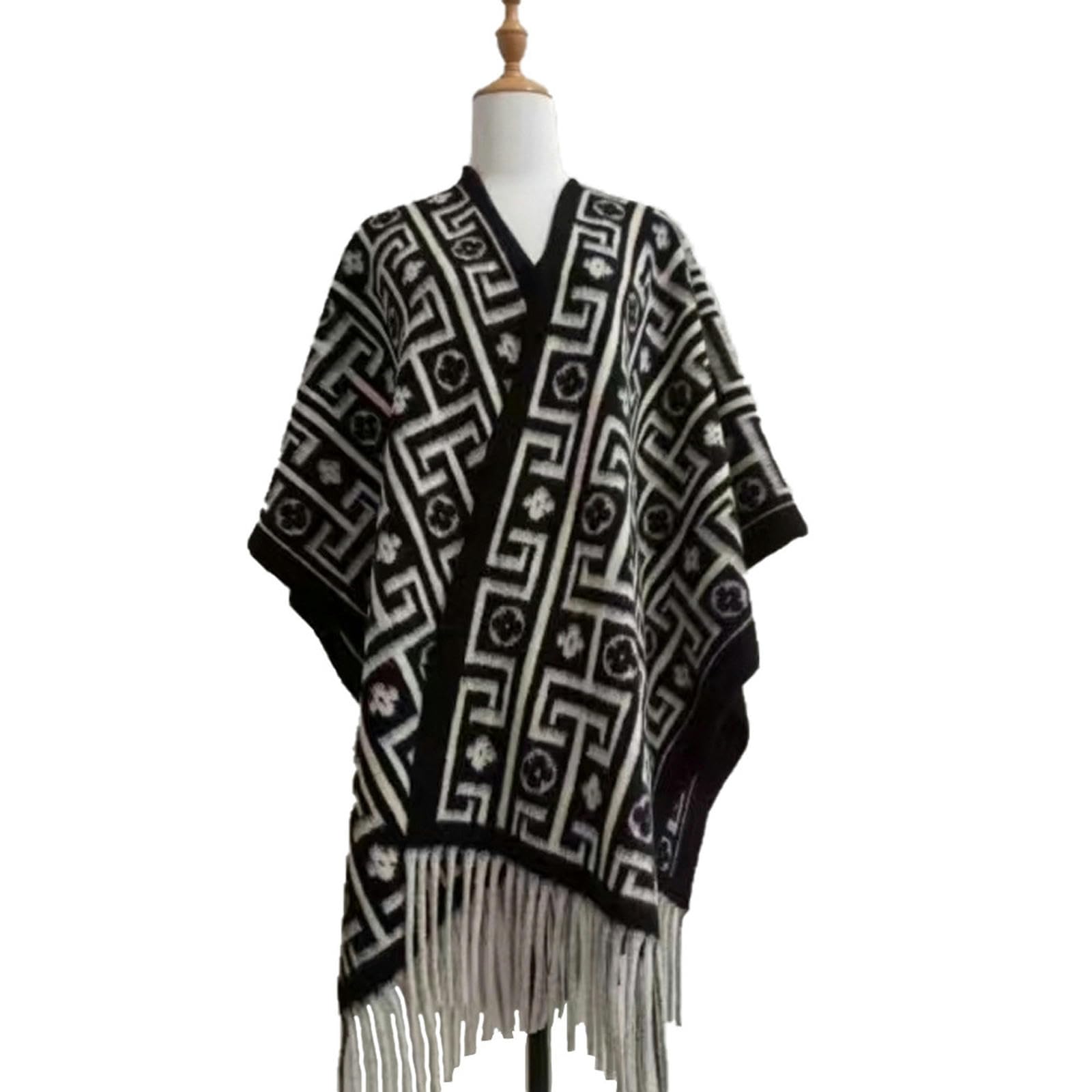Sciarpa Donna Autumnio Femminile E Inverno da Viaggio Inchiostro Scialno di Pittura A Fessura A Forma di Scialle di Sciarpa A Maglia-c