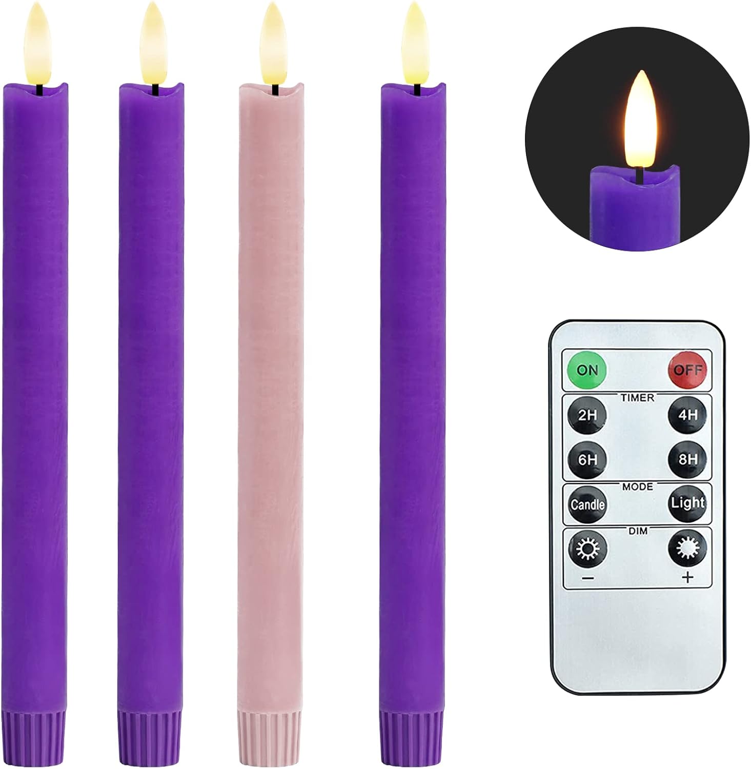 SHYMERY Flameless Advent Candles,Real Wax Battery Operated Electric LED