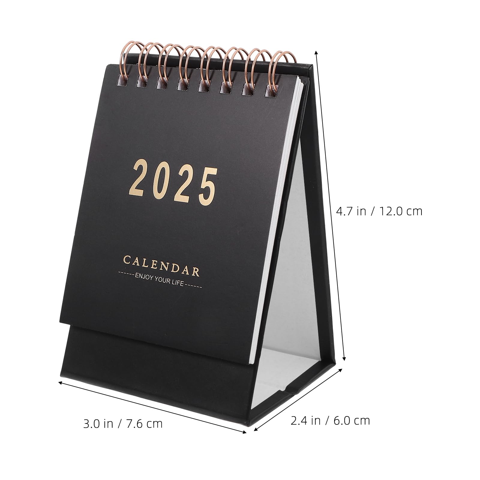 NUOBESTY Mini Desk 2025 Calendar Small Black Standing Flip Calendar for Desk Home Office, 12.00X7.60X6.00CM - Image 2