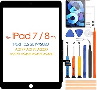 ARSSLY Touch Screen for iPad 7/8 10.2" 2019 2020 7th 8th Digitizer Touchscreen for iPad A2197 A2198 A2200 A2270 A2428 A2429 A2430 Without Home Button (Not LCD) (Black)