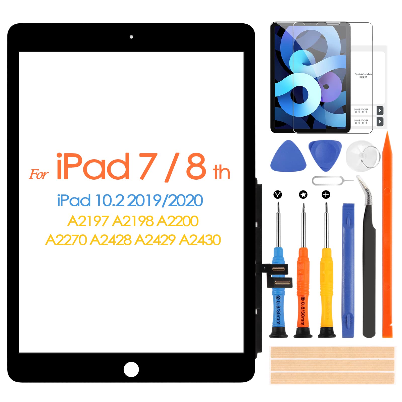 Digitalizador panel táctil iPad 8 10.2 repuesto cristal para A2270 A2197 8