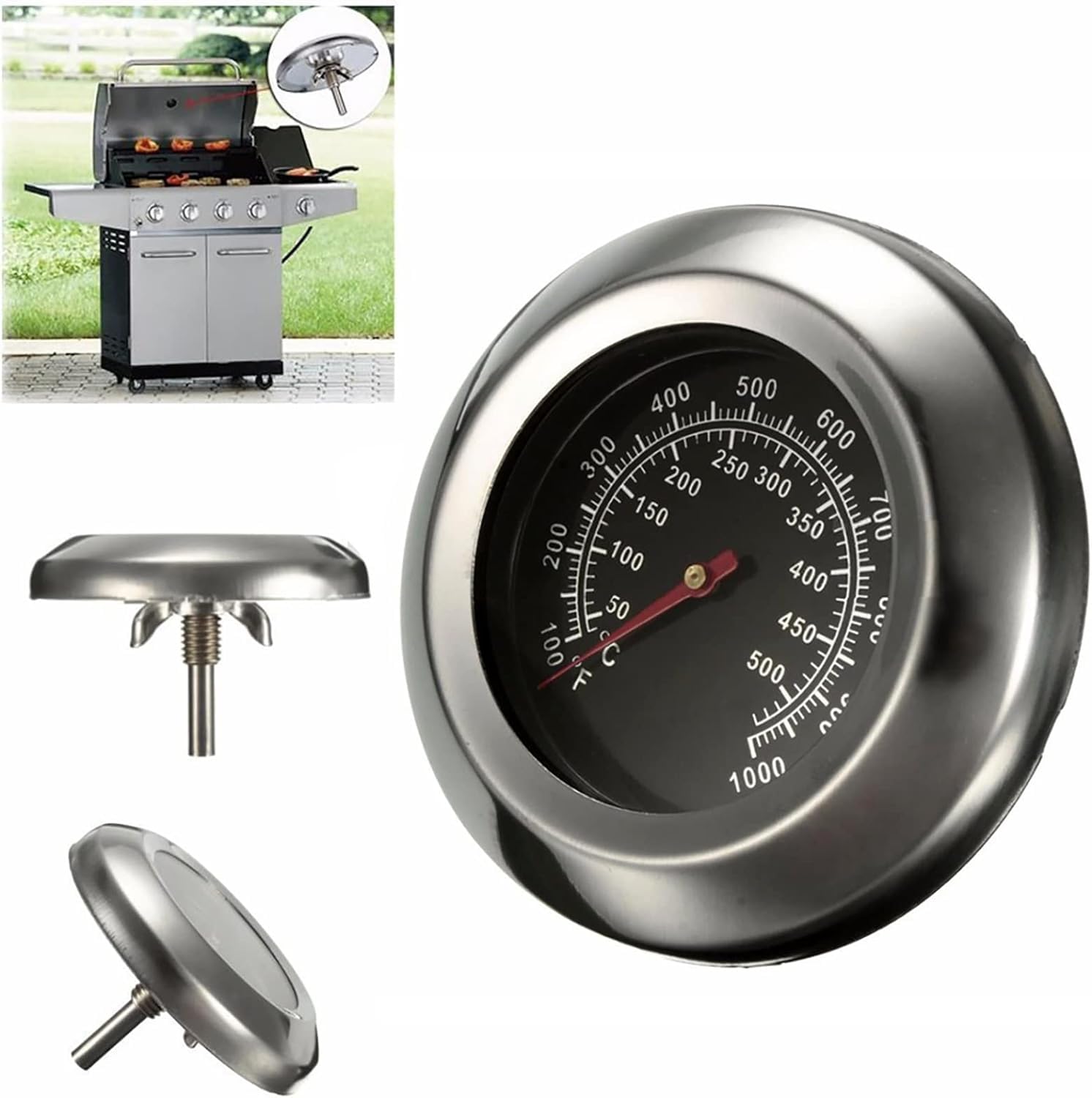 Thermomètre Four Barbecue - Acier Inoxydable - 50°C à 500°C - Précision Cuisson
